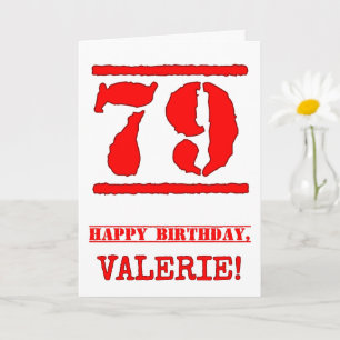 79誕生日:おもしろい、赤ゴムスタンプルックインスパイアス カード