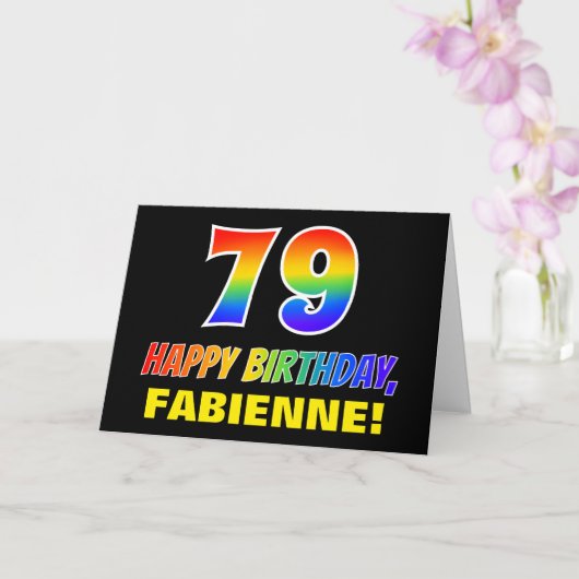 79誕生日:はっきりした,おもしろい,シンプル虹, 79 カード (蘭)