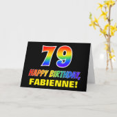79誕生日:はっきりした,おもしろい,シンプル虹， 79 カード (黄色い花)