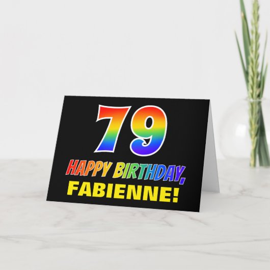 79誕生日:はっきりした,おもしろい,シンプル虹， 79 カード (正面)