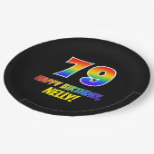 79誕生日:はっきりした,おもしろい,シンプル虹， 79 ペーパープレート (アングル)