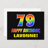 79誕生日:はっきりした,おもしろい,シンプル虹, 79 ポストカード (正面/裏面)