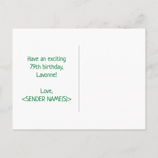 79誕生日:はっきりした,おもしろい,シンプル虹， 79 ポストカード (裏面)