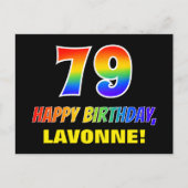 79誕生日:はっきりした,おもしろい,シンプル虹， 79 ポストカード (正面)