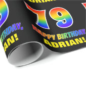 79誕生日:はっきりした,おもしろい,シンプル虹, 79 ラッピングペーパー (ロールコーナー)