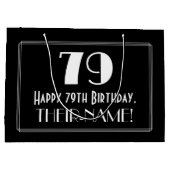 79誕生日:アールデコインスパイアスタイル「79」、名前 ラージペーパーバッグ (裏面)