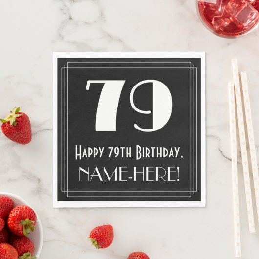 79誕生日~アールデコ見るインスパイア"79",名前 スタンダードランチョンナプキン (インサイチュ)