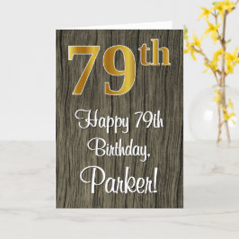 79誕生日:エレガントフェイク金ゴールドルック#,フェイク Wood カード