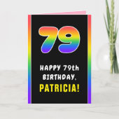 79誕生日:カラフルレインボー# 79,名前をカスタムする カード (正面)