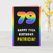 79誕生日:カラフルレインボー# 79,名前をカスタムする カード (黄色い花)