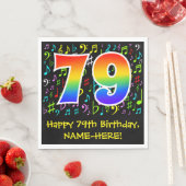 79誕生日-カラフル音楽シンボルRainbow 79 スタンダードランチョンナプキン (インサイチュ)