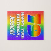 79誕生日:カラフル,おもしろいレインボーパターン# 79 ジグソーパズル (横)