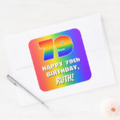 79誕生日:カラフル、おもしろいレインボーパターン# 79 スクエアシール (封筒)