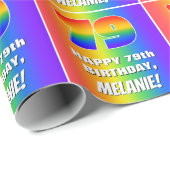 79誕生日:カラフル、おもしろいレインボーパターン# 79 ラッピングペーパー (ロールコーナー)