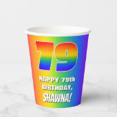 79誕生日:カラフル、おもしろいレインボーパターン# 79 紙コップ (正面)