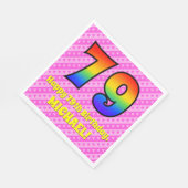 79誕生日:ピンクストライプのハート、レインボー# 79 スタンダードランチョンナプキン (角)