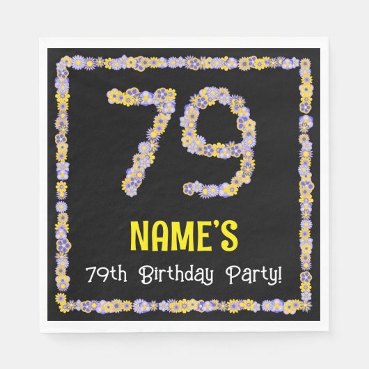 79誕生日:フローラ花数名前をカスタムする スタンダードランチョンナプキン (正面)