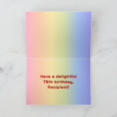 79誕生日:レインボー文字カスタム、写真&名前 カード (内部)