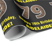 79誕生日:名前&フェイク木目パターン「79」 ラッピングペーパー (ロールコーナー)