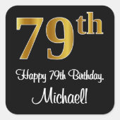 79誕生日 – 豪華エレガントなフェイク金ゴールドルック# スクエアシール (正面)
