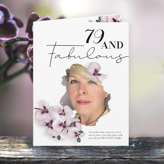 79 & Fabulous Orchid Photo Birthday Greeting Card カード