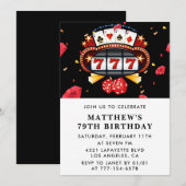 79th誕生日の招待カジノトランプのポーカー遊ズカード 招待状 (正面/裏面)
