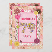 79th誕生日パーティーへの招待とフローラ枠 招待状 (正面/裏面)