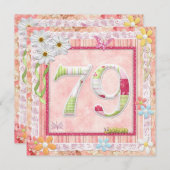 79th誕生日パーティースクラップブック作りスタイル 招待状 (正面/裏面)