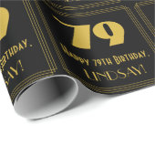 79th誕生日-インスパイアアールデコルック"79" & Name ラッピングペーパー (ロールコーナー)