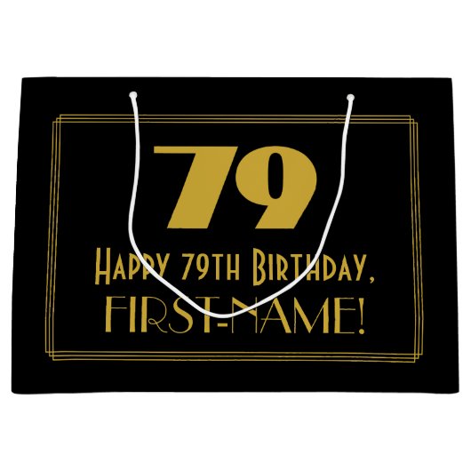 79th誕生日—インスパイアアールデコ「79」の外観と名前 ラージペーパーバッグ (正面)