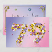 79th Birthdayパーティー、花の文字 招待状 (正面/裏面)