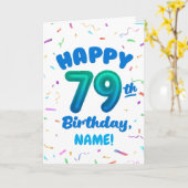 79th Birthday, Balloon Number, Customizable Name カード (黄色い花)
