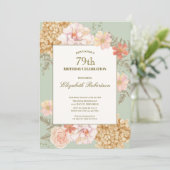 79th Birthday Invitation Autumn Colors Floral Sage 招待状 (スタンド正面)