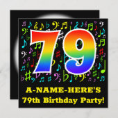 79th Birthday Party:おもしろい音楽記号， Rainbow 79 招待状 (正面/裏面)