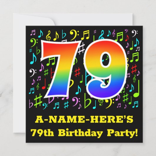 79th Birthday Party:おもしろい音楽記号， Rainbow 79 招待状 (正面)