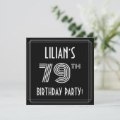 79th Birthday Party:アールデコスタイル(名前をカスタムする付) 招待状 (スタンド正面)