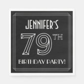 79th Birthday Party:アールデコスタイル+名前をカスタムする スタンダードランチョンナプキン (正面)