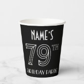 79th Birthday Party:アールデコスタイル+名前をカスタムする 紙コップ (裏面)