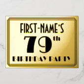 79th Birthday Party —アールデコ検索「79」 +名前 箔招待状 (正面)