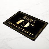 79th Birthday Party:アールデコ「79」、名前つき 箔招待状 (回転した状態)