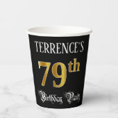 79th Birthday Party – スクリプファンシート、フェイク金ゴールド・ルック 紙コップ (裏面)