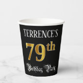 79th Birthday Party – スクリプファンシート、フェイク金ゴールド・ルック 紙コップ (正面)