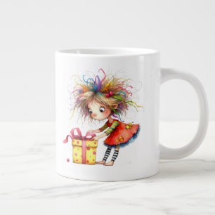 * 7 カラフルな 陽気なクリスマス GIRL ギフト AP97 ジャンボコーヒーマグカップ