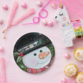 7"パッチワークの雪だるまの紙皿 ペーパープレート (パーティー)