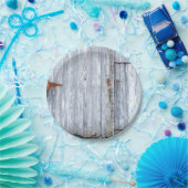 7"ラウンド紙プレートホワイトウォッシュウッドバーンドアCou ペーパープレート (パーティー)