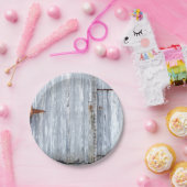 7"ラウンド紙プレートホワイトウォッシュウッドバーンドアCou ペーパープレート (パーティー)