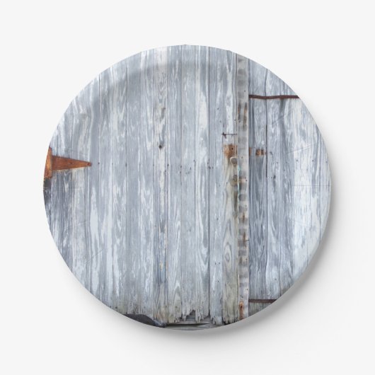 7"ラウンド紙プレートホワイトウォッシュウッドバーンドアCou ペーパープレート (正面)