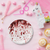 7"ラウンド紙プレート血(ばちゃばちゃ)跳ねる吸血色ゴシック ペーパープレート (パーティー)