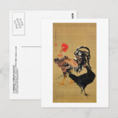 7.大鶏雌雄図,若冲鶏の対，若冲 ポストカード (正面/裏面)
