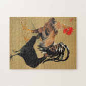 7. 大鶏雌雄図, 若冲 Couple of Chickens, Jakuchū ジグソーパズル (横)
